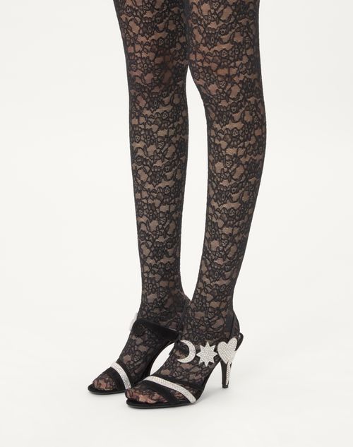 Valentino Garavani - L'une Et L'autre Suede Sandal With Crystals 85mm - Black/crystal - Woman - Sandals