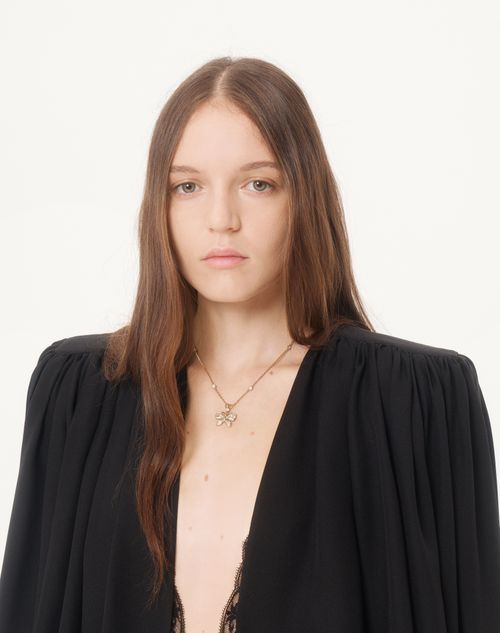 Valentino Garavani - Flutterby Metal And Swarovski Crystals Necklace® - Platinum/crystal - Woman - Jewellery
