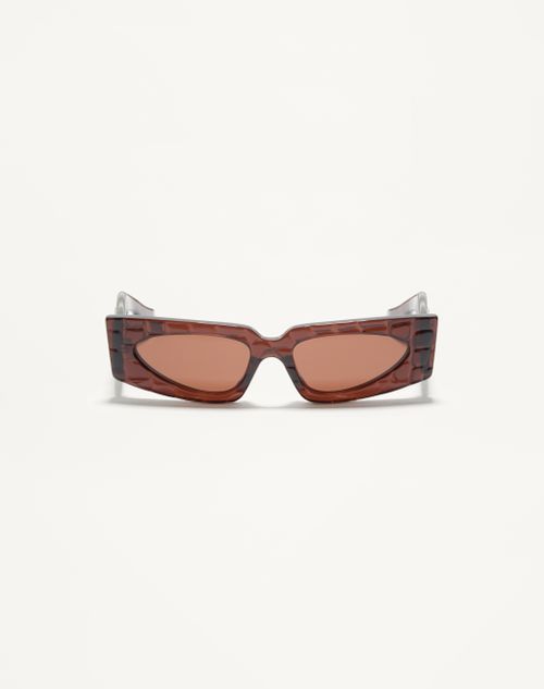 Valentino - Lunettes Rectangulaires En Acétate - Marron - Femme - Lunettes De Soleil