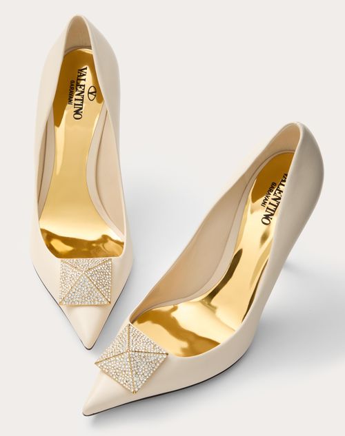 Valentino Garavani - Valentino Garavani One Stud Pump With Crystals 100mm - Light Ivory - Woman - Woman View All