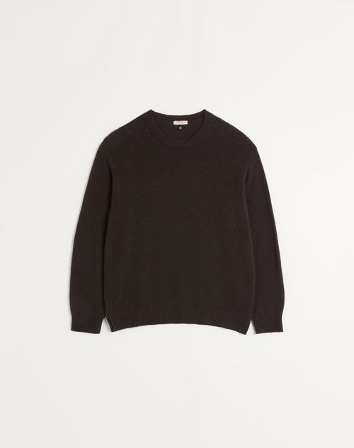 Valentino - Cashmere Crewneck Sweater With Stud - Ebony - Man - Man Ready To Wear Sale