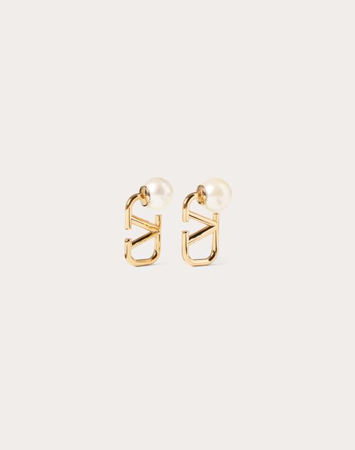 Valentino Garavani - Vlogo Signature Metal And Resin Earrings - Gold - Woman - Jewellery