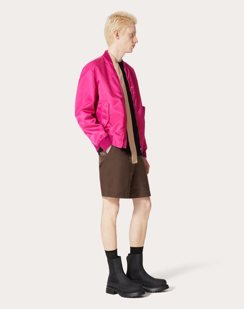 Valentino - Nylon Bermuda Shorts With Maison Valentino Rubber Label - Camel - Man - Trousers And Shorts