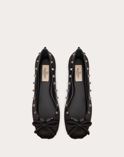Valentino Garavani - Rockstud Satin Ballerina With Tone-on-tone Studs - Black - Woman - Woman View All
