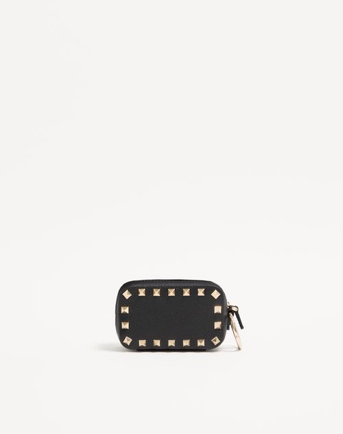 Valentino Garavani - Rockstud Charm In Grainy Calfskin - Black - Woman - Wallets And Small Leather Goods