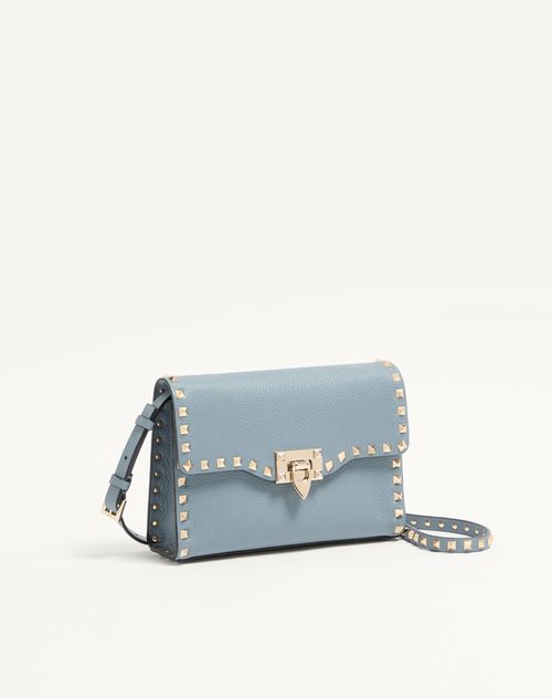 Valentino Garavani - Small Rockstud Grainy Calfskin Crossbody Bag - Stone - Woman - Shoulder Bags