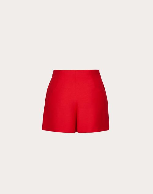 Valentino - Crepe Couture V Gold Shorts - Red - Woman - Trousers And Shorts