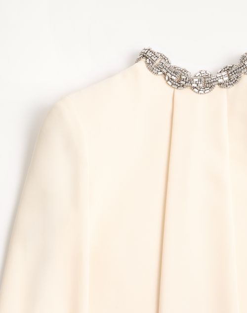 Valentino - Abito In Cady Couture Ricamato - Corallo/silver - Donna - Abiti