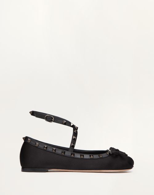 Rockstud Satin Ballerina With Tone-on-tone Studs for Woman Rockstud Satin Ballerina With Tone-on-tone Studs for Woman