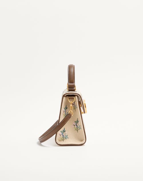 Valentino Garavani - Valentino Garavani Vsling Small Handbag In Linen With Embroidery - Natural/multicolor - Woman - Top Handle Bags