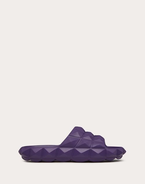 Valentino Garavani - Roman Stud Turtle Slide Sandal In Rubber - Purple - Man - Roman Stud Turtle - Shoes