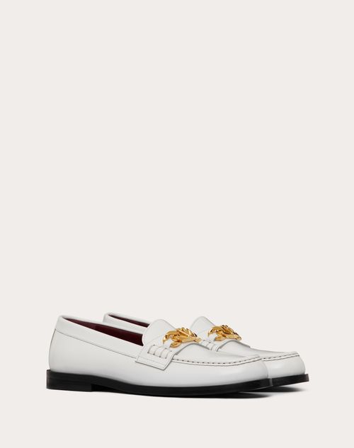 Valentino Garavani - Vlogo Chain Calfskin Loafer - White - Woman - Loafers & Oxford
