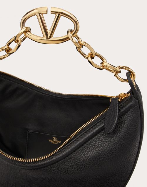Small Vlogo Moon Hobo Bag In Grainy Calfskin With Chain for Small Vlogo Moon Hobo Bag In Grainy Calfskin With Chain for