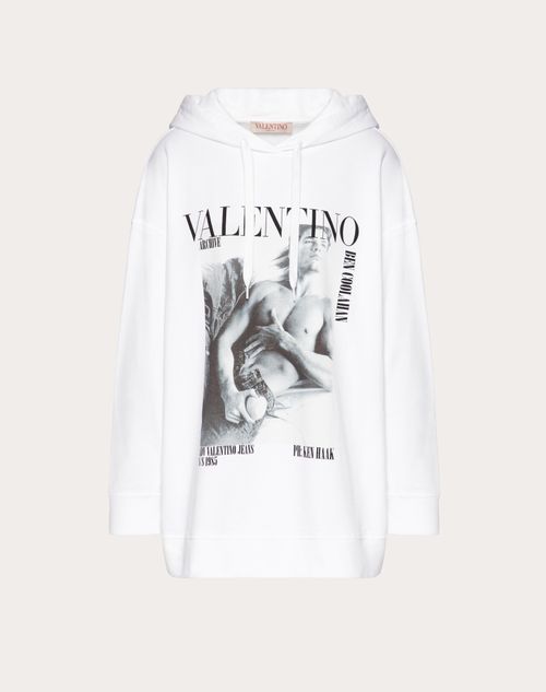 Valentino - Jersey Sweatshirt With Valentino Archive 1985 Print - White/ Black - Woman - Woman Ready To Wear Sale