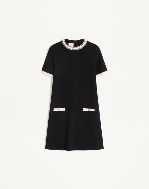 Valentino - Embroidered Knit Dress - Black/ivory - Woman - Woman Ready To Wear Sale