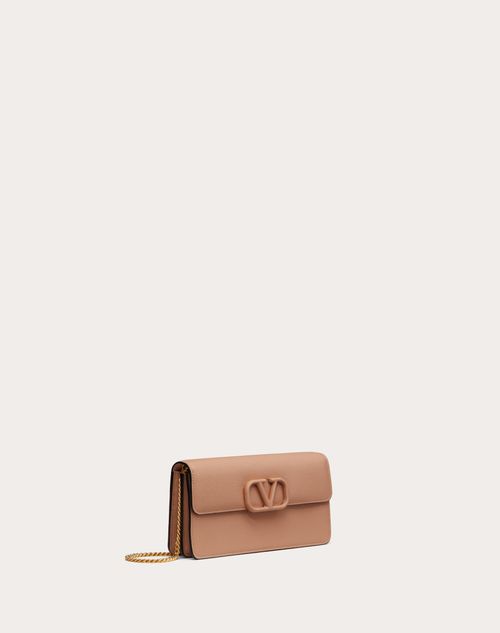 Vlogo Signature Grainy Calfskin Wallet With Chain for Woman Vlogo Signature Grainy Calfskin Wallet With Chain for Woman