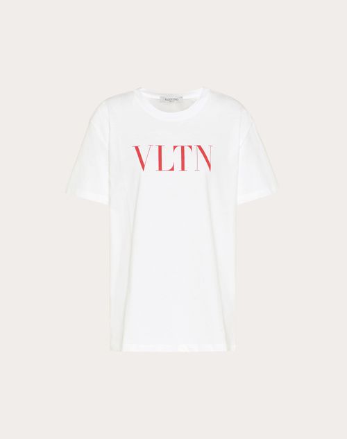 Valentino - Bedrucktes T-shirt Vltn - Weiss/rot - Frau - T-shirts & Sweatshirts