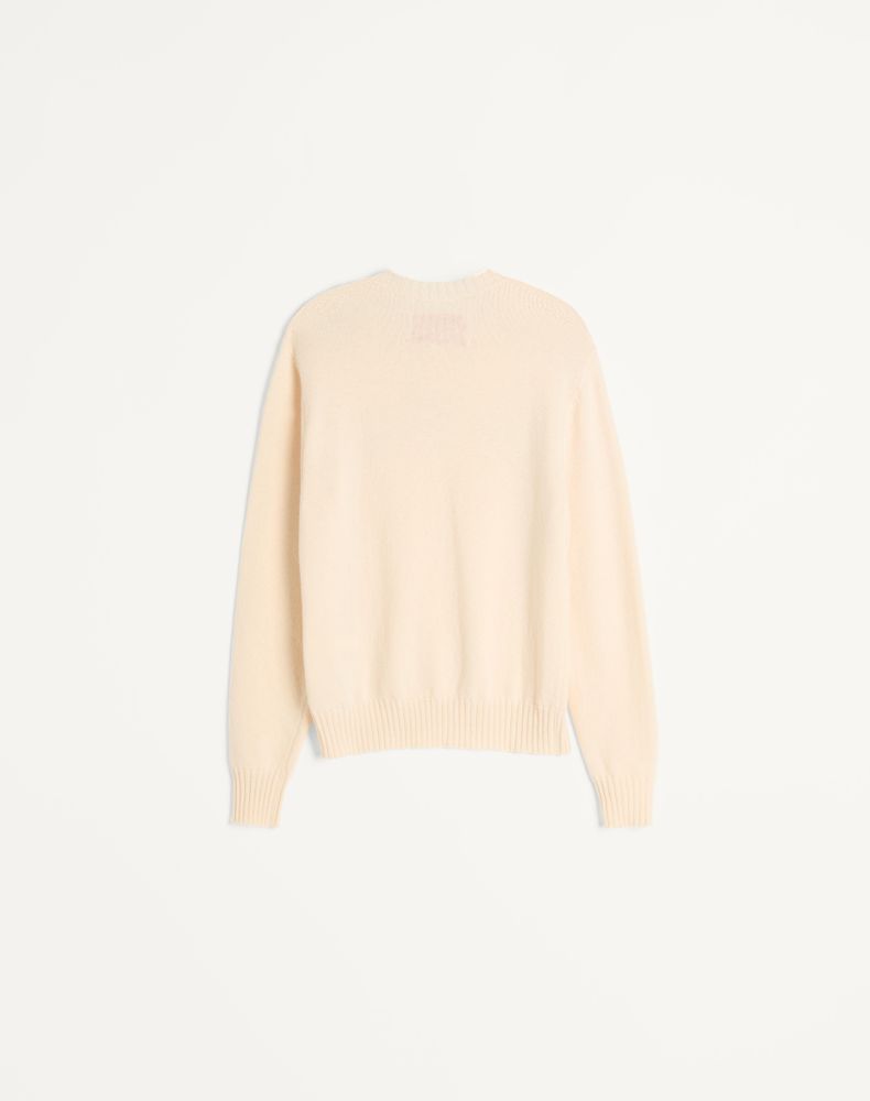 Valentino Wool Crewneck Jumper With Chez Embroidery Man Butter Xxl