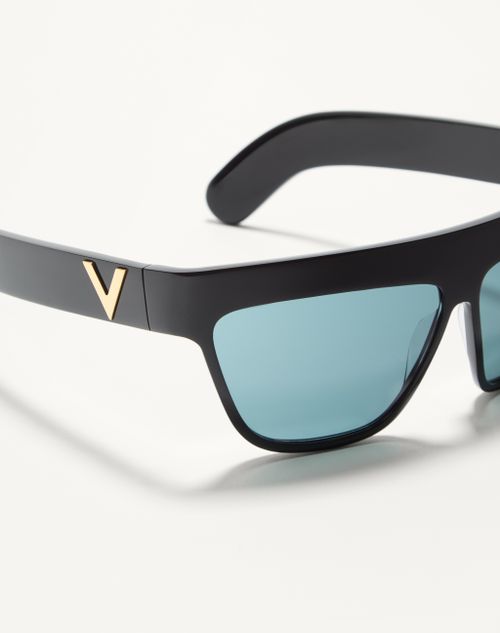 Valentino - Occhiale Geometrico In Acetato - Nero/verde - Unisex - Occhiali