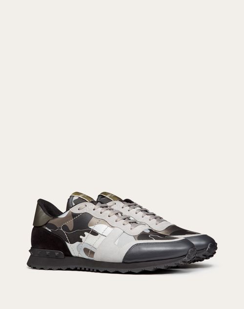 Valentino Garavani - Rockrunner Camouflage Laminated Sneaker - Grey/ruthenium/grey/olive/black - Man - Rockrunner - M Shoes