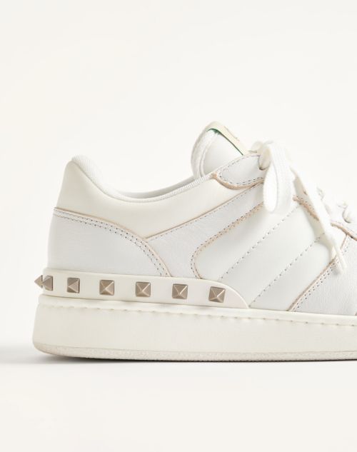 Valentino Garavani - Freedots Trainer In Kidskin And Nappa Calfskin With Stud Detail - White - Man - Trainers