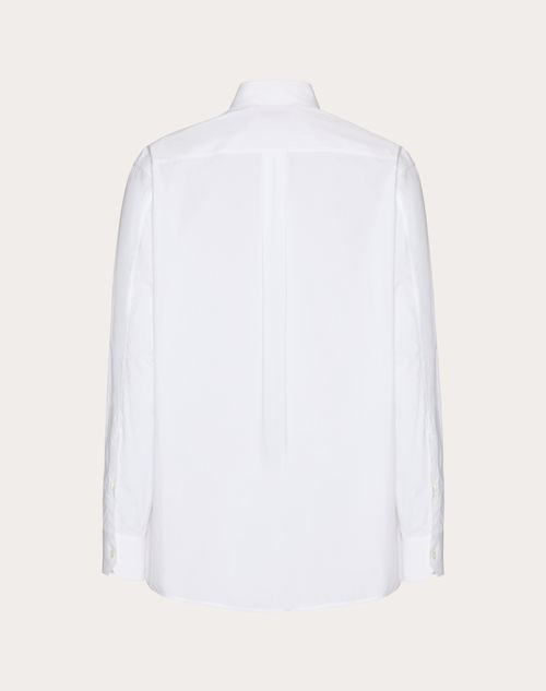 Valentino - Hemd Aus Baumwollpopeline Mit Besticktem Plastron - Optic White - Mann - Herren Sale-kleidung