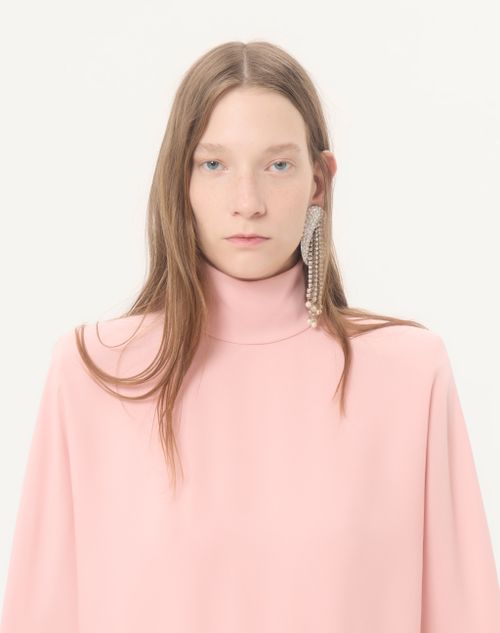 Valentino - Abito Corto In Georgette Con Piume - Rosa - Donna - Abiti