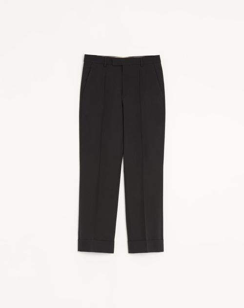 Valentino - Valentino Wool Trousers With Turn-ups - Black - Man - Pants And Shorts