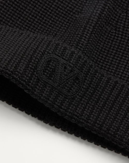 Valentino Garavani - Vlogo Signature Wool Beanie
 - Black - Man - Man Bags & Accessories Sale