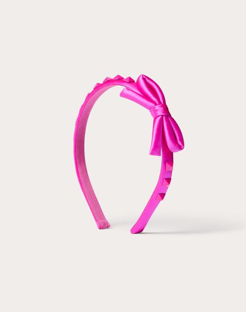 Valentino Garavani - Rockstud Satin And Metal Headband - Pink Pp - Woman - Hair Accessories