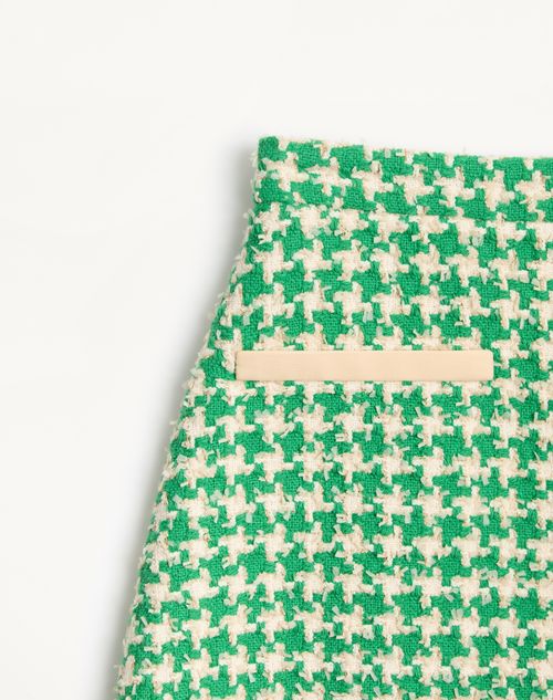 Valentino - Falda De Tweed Pata De Gallo - Verde/abedul - Mujer - Faldas