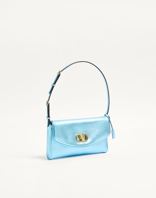 Valentino Garavani - Valentino Garavani Devain Small Shoulder Bag In Laminated Nappa Leather - Azure - Woman - Shoulder Bags