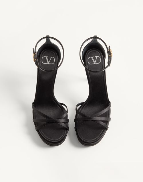 Valentino Garavani - Valentino Garavani Eveninglam Satin Platform Sandal 120mm - Black - Woman - Sandals