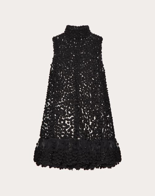 Valentino - Tulle Illusione Embroidered Short Dress - Black - Woman - Dresses