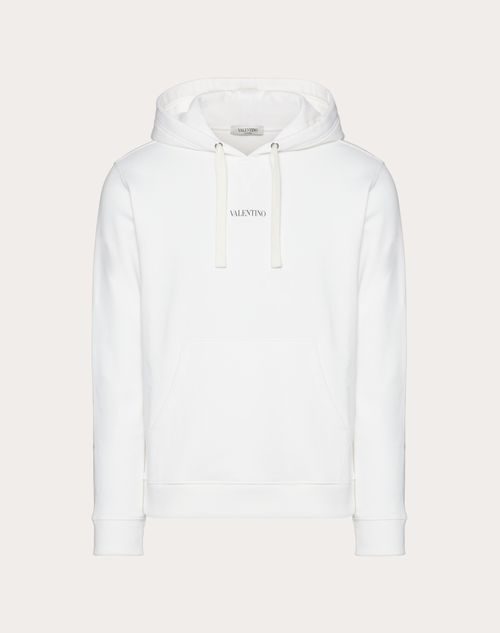 Valentino - Hooded Sweatshirt With Valentino Print - White/ Black - Man - T-shirts And Sweatshirts