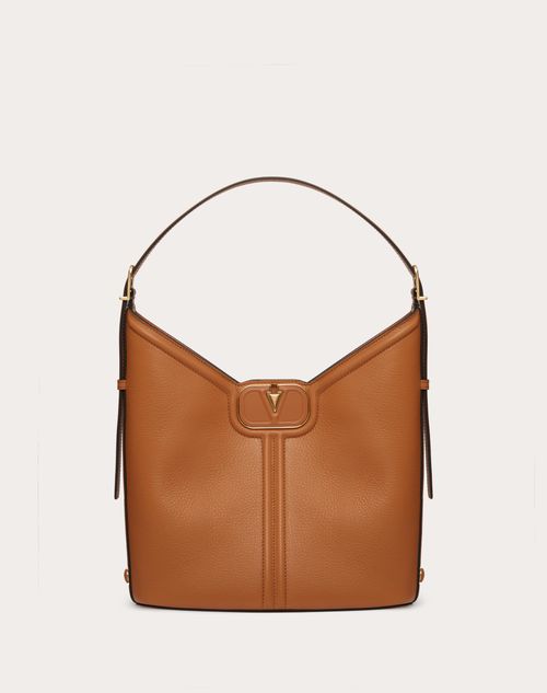 Valentino Garavani - Vlogo Leather Hobo Bag In Grainy Calfskin - Almond - Woman - Winter Shop