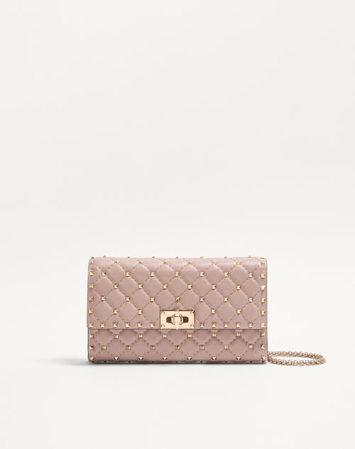 Valentino Garavani - Rockstud Spike Nappa Leather Crossbody Clutch Bag - Poudre - Woman - Valentino Garavani Rockstud Spike - Bags