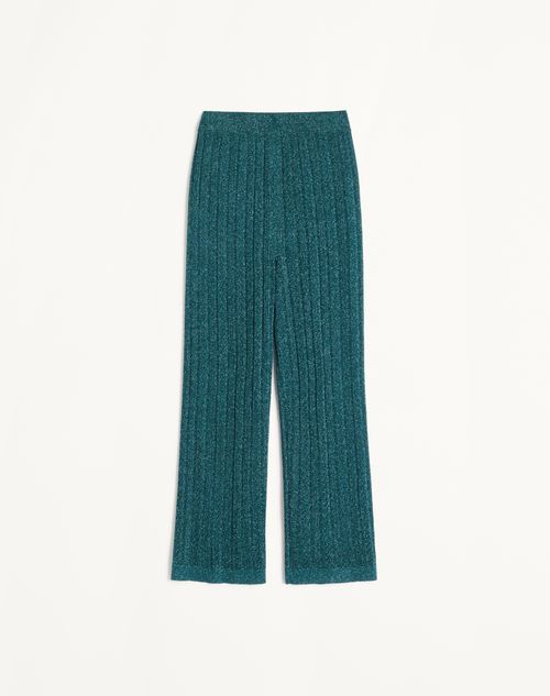 Valentino - Lurex Knit Trousers - Peacock - Woman - Pants And Shorts