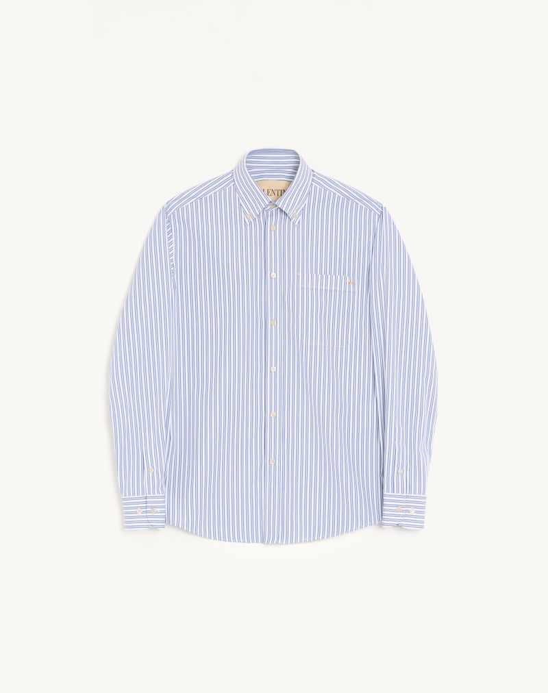 Chemise Popeline Rayures VGold Ivoire/Bleu — Valentino