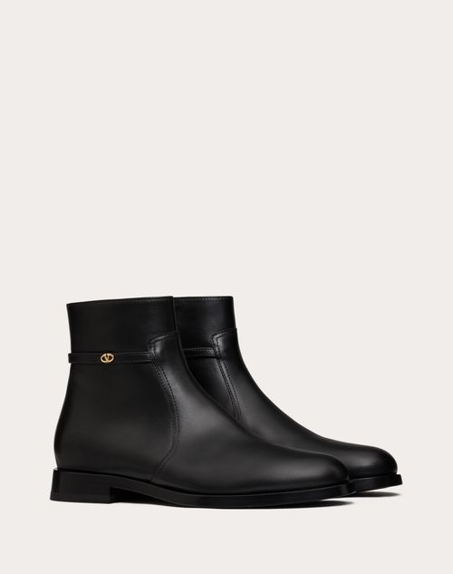 Valentino Garavani - Bota De Cuero De Becerro Con El Mini Vlogo Signature - Negro - Hombre - Botas