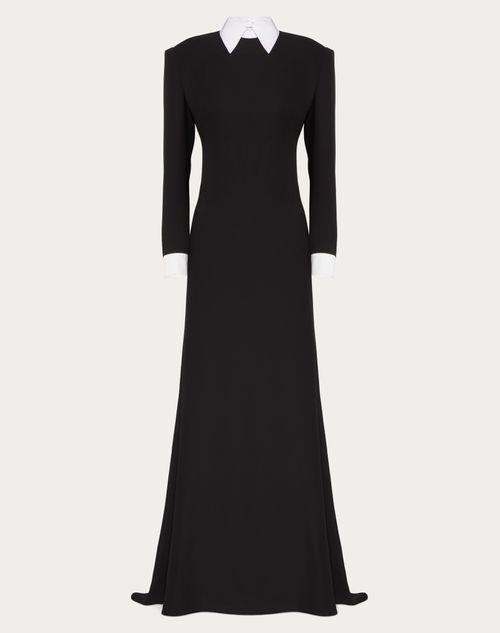 Valentino - Vestido Largo De Cady Couture - Negro/blanco - Mujer - Ropa