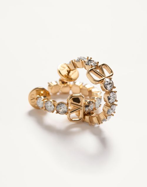 Valentino Garavani - Vlogo Signature Metal And Swarovski® Crystal Earrings - Gold - Woman - Jewellery