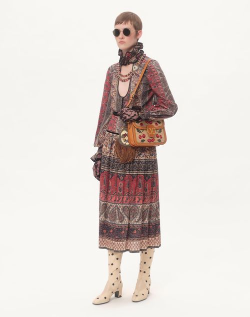 Valentino - Lamé Muslin Shirt With Voyage Imaginaire Print - Multicolor - Woman - Shirts And Tops