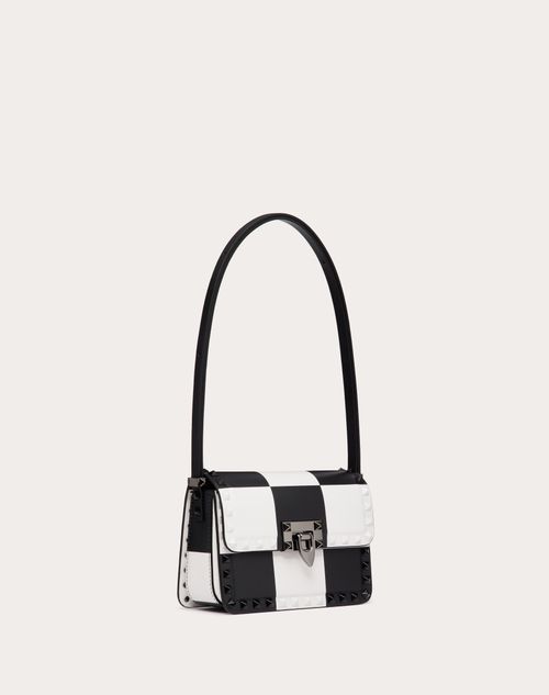 Valentino Garavani - Small Rockstud23 Shoulder Bag With Chess Print - Black/ivory - Woman - Bags
