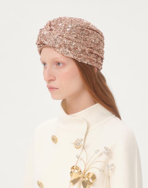 Valentino Garavani - Sequinned Turban - Rose Gold - Woman - Soft Accessories - Accessories