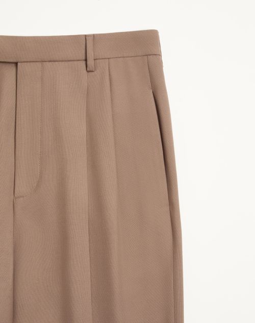 Valentino - Pantalon En Laine Natté À Revers Valentino - Beige - Homme - Shorts Et Pantalons