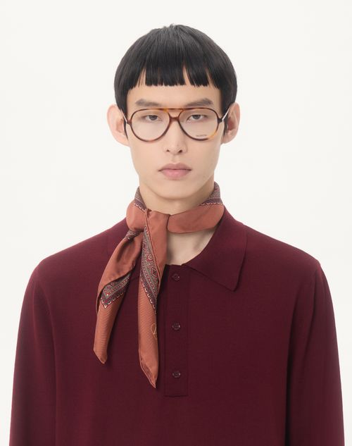 Valentino - Valentino Wool Polo With Vlogo Embroidery - Maroon - Man - Knitwear