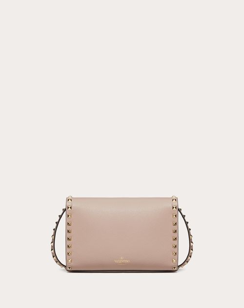 Small Rockstud Grainy Calfskin Crossbody Bag for Woman in Black