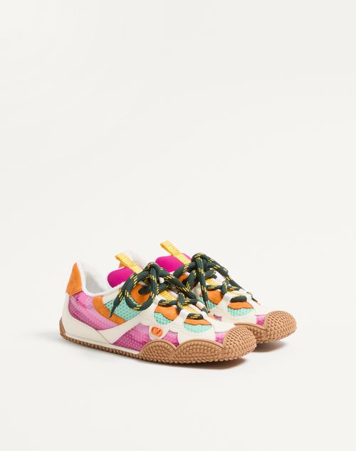 Valentino Garavani - Amphibia Sneaker In Rubberised Calfskin And Split Leather - Fuchsia - Woman - Sneakers