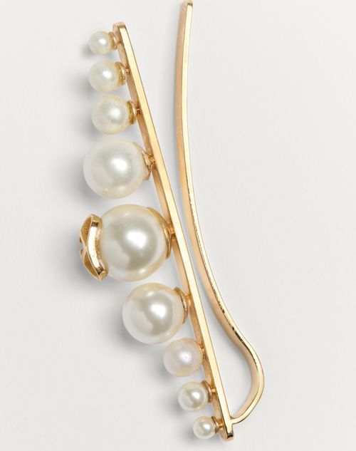 Valentino Garavani - Vlogo Signature Metal And Pearl Tie Clip - Gold/cream - Man - Jewelry